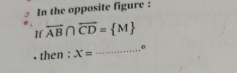 In the opposite figure : 
If overleftrightarrow AB∩ overleftrightarrow CD= M
then : X=
_