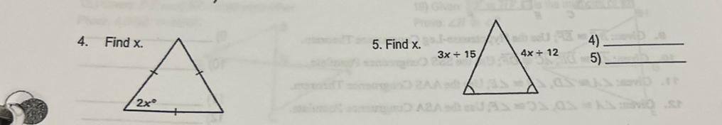 Find x. 5. Find x.
4)_
5)_