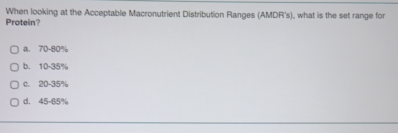 Solved: When looking at the Acceptable Macronutrient Distribution ...