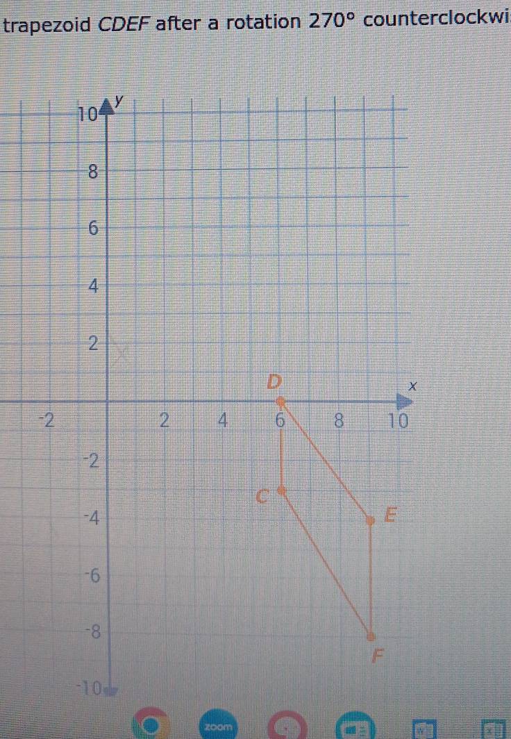 trapezoid CDEF after a rotation 270° counterclockwi 
om