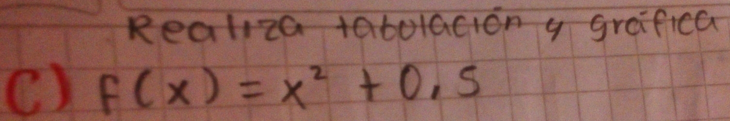 Realiza tabolacion y graifica 
() F(x)=x^2+0.5