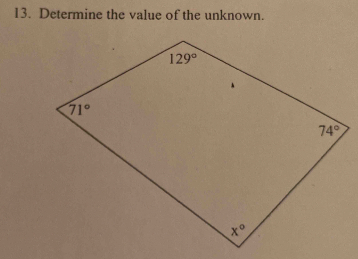 Determine the value of the unknown.