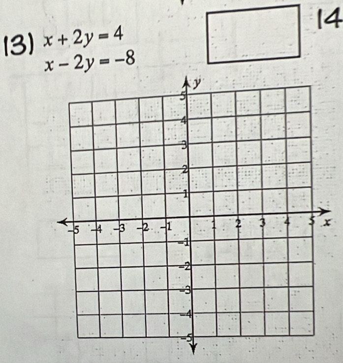 14
(3) x+2y=4
x-2y=-8
x