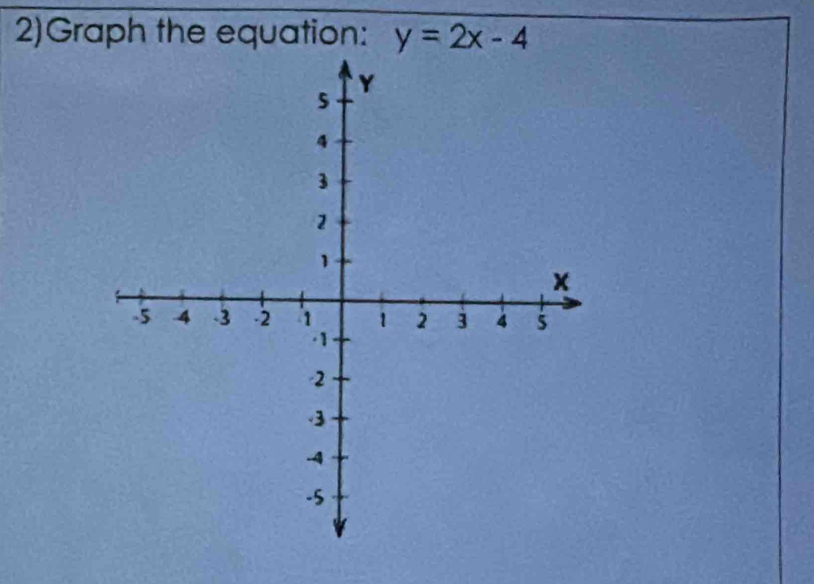 2)Graph the equation: y=2x-4