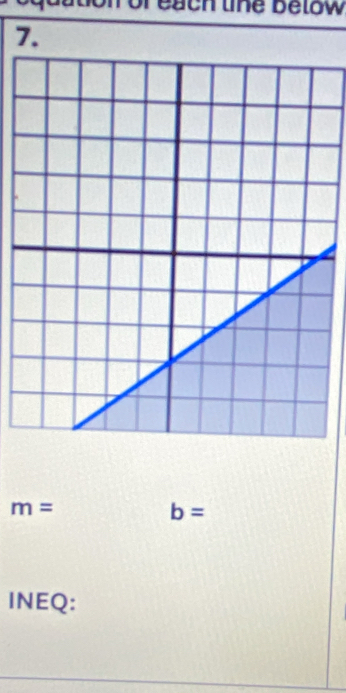 on or each tne betow 
7.
m=
b=
INEQ: