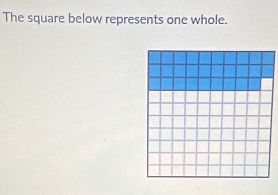 The square below represents one whole.