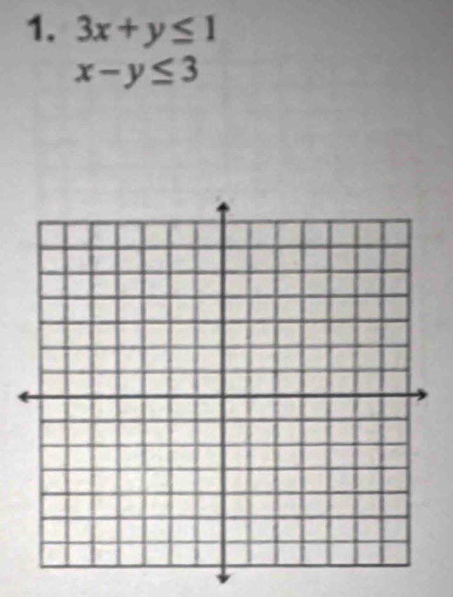 3x+y≤ 1
x-y≤ 3