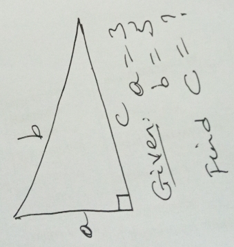 b=5
Given:
Find c= ?