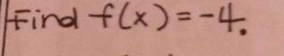 Find f(x)=-4.