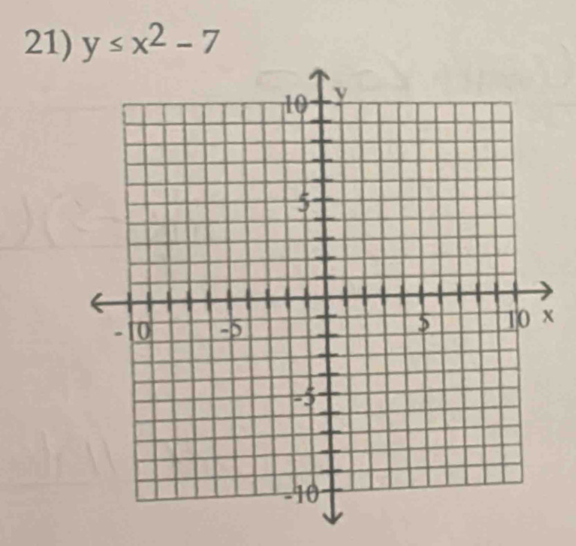 y≤ x^2-7