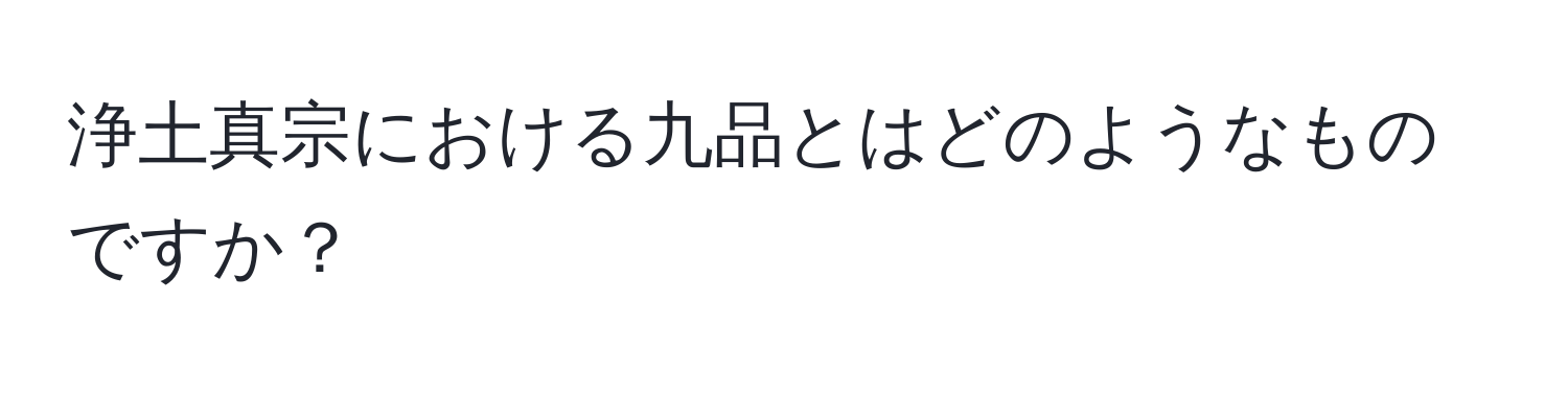 浄土真宗における九品とはどのようなものですか？