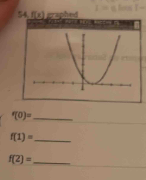 f(x) graphed
f(0)= _
f(1)= _ 
_ f(2)=