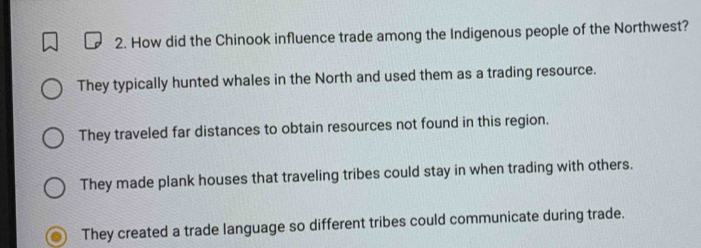 Solved: How did the Chinook influence trade among the Indigenous people ...