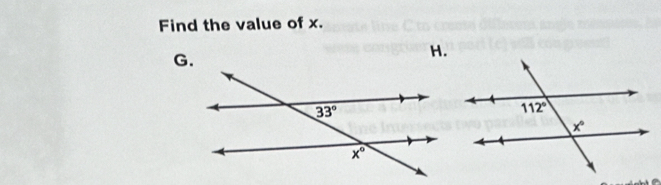 Find the value of x.
G.
H.