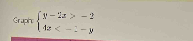 Graph: beginarrayl y-2x>-2 4x