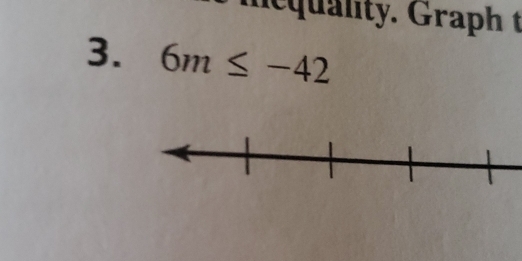 nequ lity. Graph t 
3. 6m≤ -42