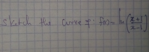 skatch the curve f(x)=ln ( (x+1)/x-1 )