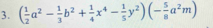 ( 1/2 a^2- 1/3 b^2+ 1/4 x^4- 1/5 y^2)(- 5/8 a^2m)