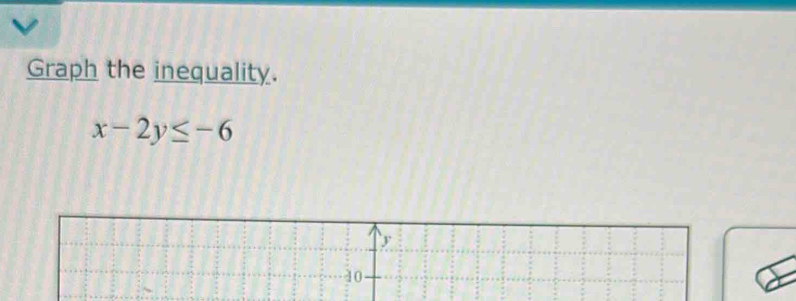 Graph the inequality.
x-2y≤ -6