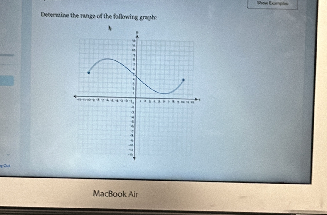 Show Examples 
Determine the range of the following graph: 
MacBook Air