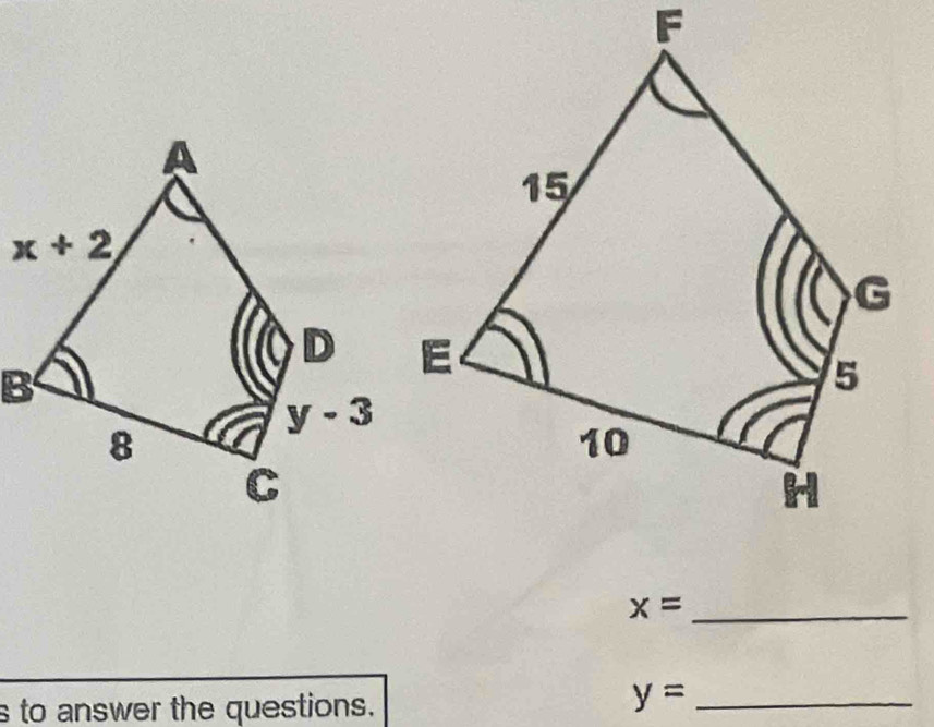 x= _
s to answer the questions.
_ y=