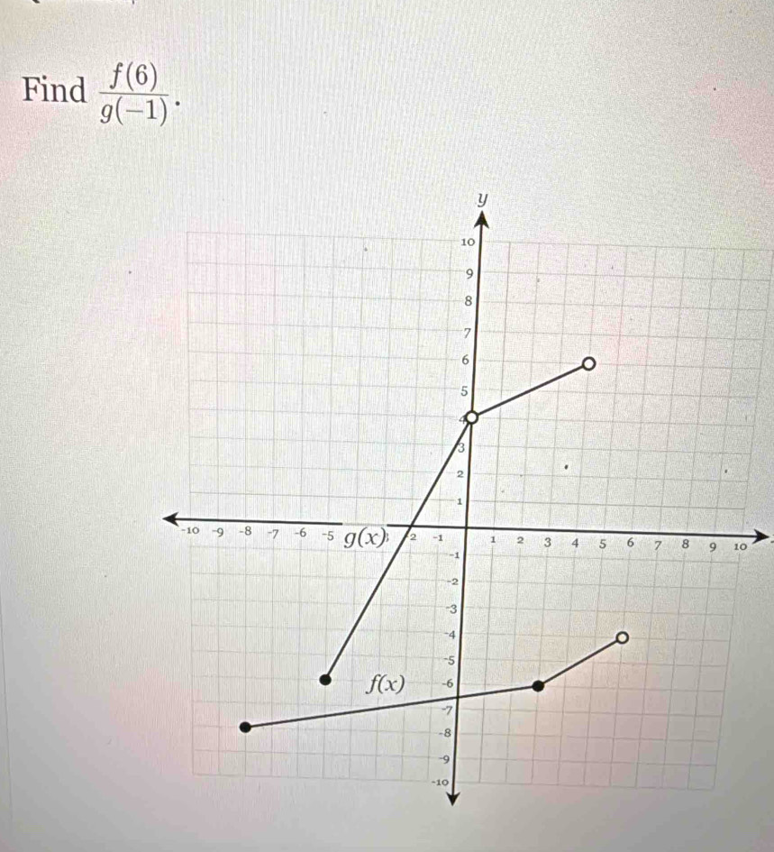 Find  f(6)/g(-1) .
0