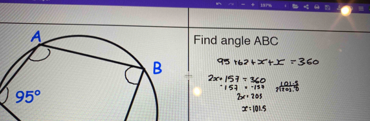 197%
Find angle ABC