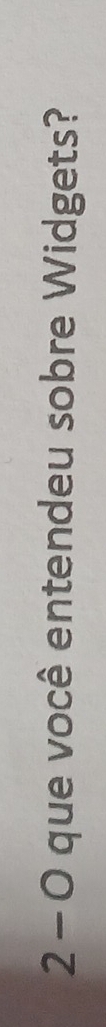 2 - 0 que você entendeu sobre Widgets?