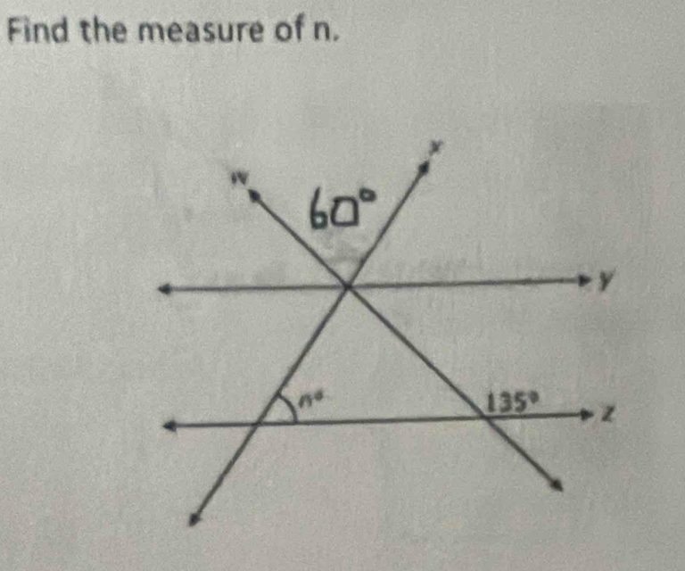 Find the measure of n.