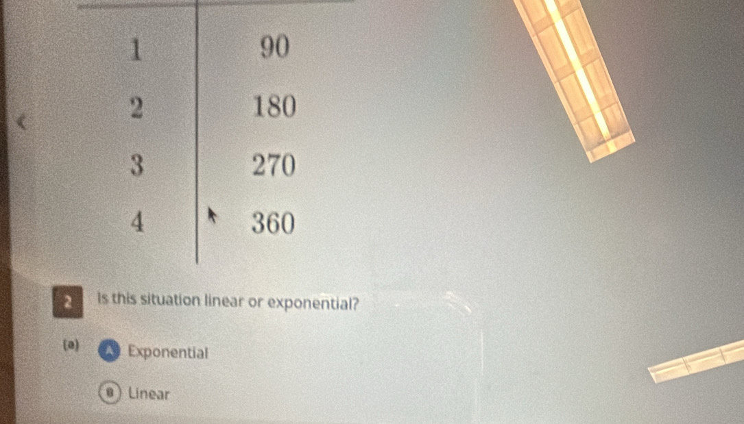 is this situation linear or exponential?
(a) Exponential
@Linear