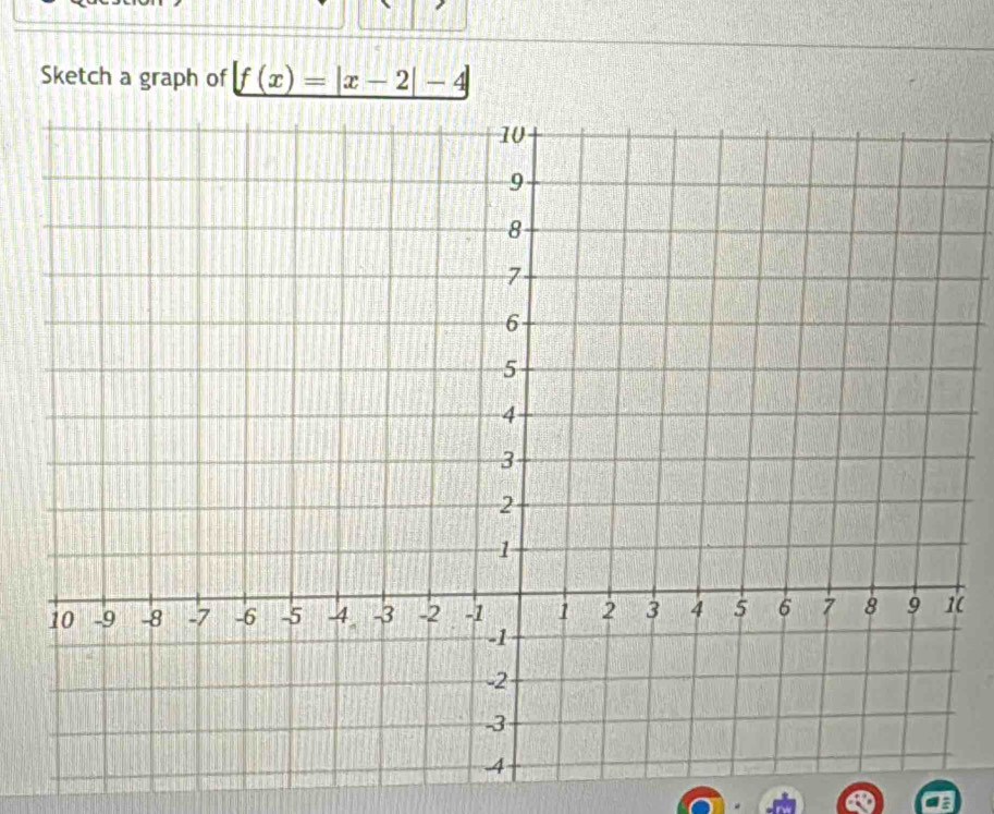 Sketch a graph of _ [f(x)=|x-2|-4