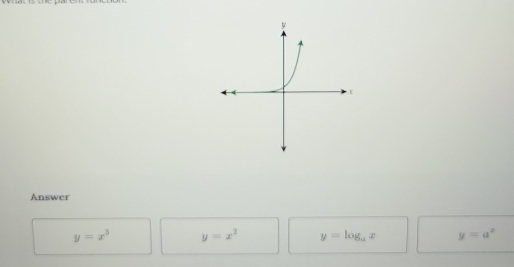 Answer
y=x^3 y=x^2 y=log _ax y=a^2