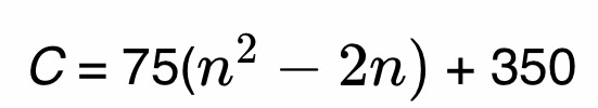 C=75(n^2-2n)+350