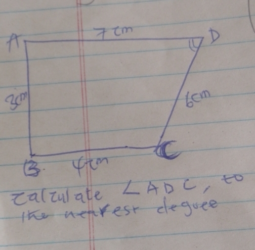 calculate ∠ ADC,to
the netrest deguee