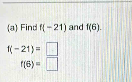 Find f(-21) and f(6).
f(-21)=□
f(6)=□