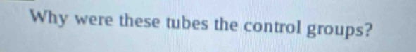 Why were these tubes the control groups?