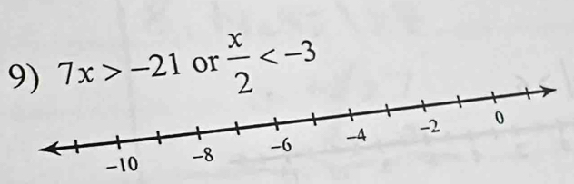 7x>-21 or  x/2 