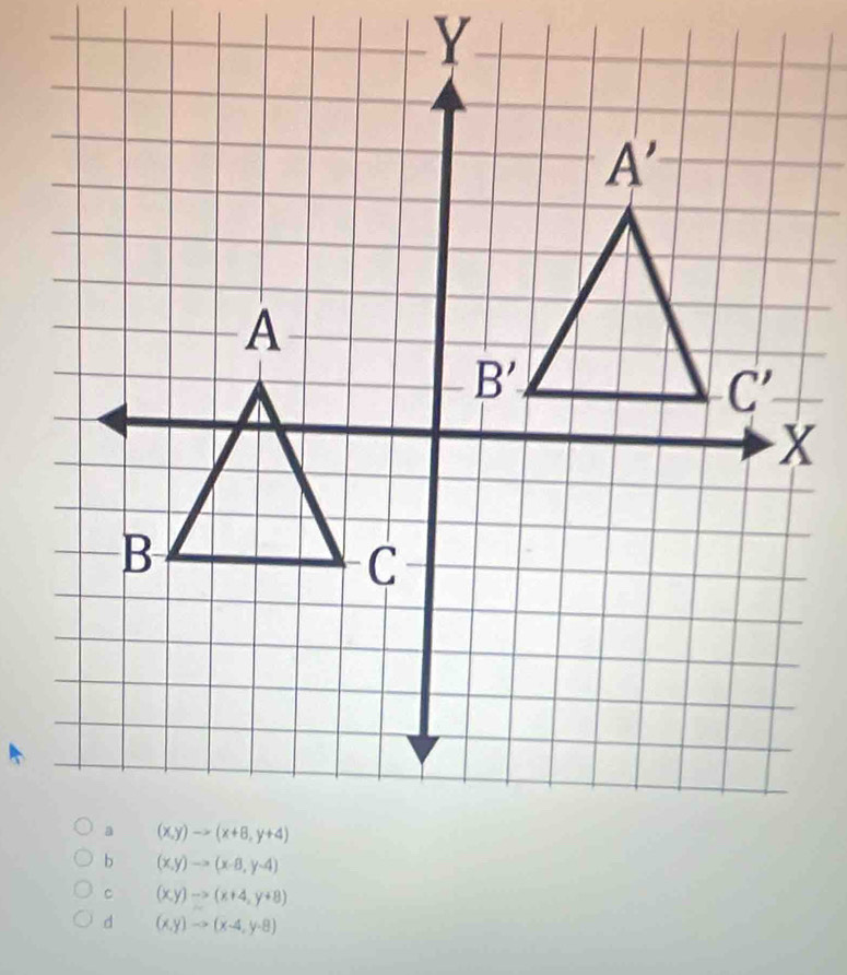 (x,y)to (x+4,y+8)
(x,y)to (x-4,y-8)