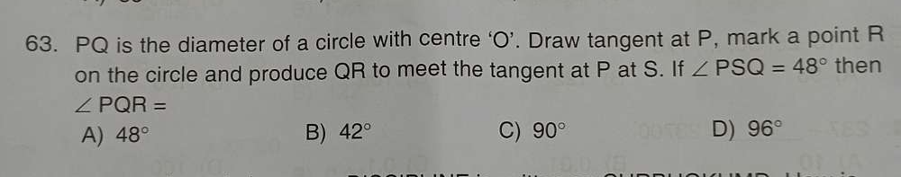Solved: PQ is the diameter of a circle with centre ‘ O ’. Draw tangent ...