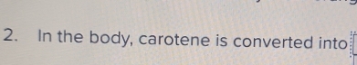 In the body, carotene is converted into