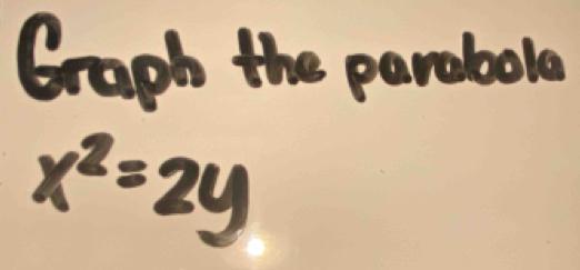 Graph the parebola
x^2=2y