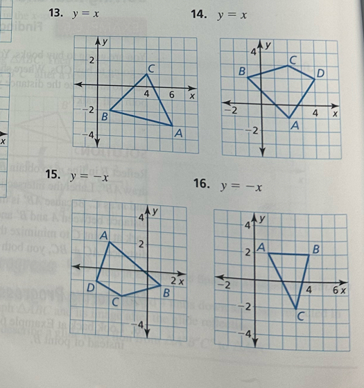 y=x 14. y=x
x
15. y=-x
16. y=-x