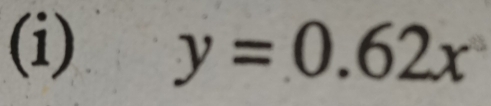 y=0.62x