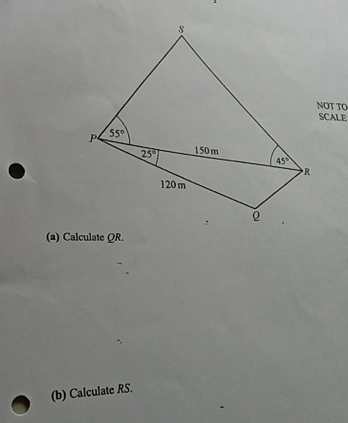 NOT TO
SCALE
(a) Calculate QR.
(b) Calculate RS.