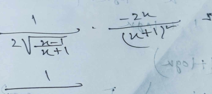 frac 12sqrt(frac x-1)x+1· frac -2x(x+1)^2
1