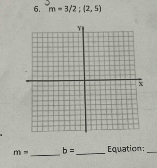 m=3/2;(2,5)
_ m=
b= _Equation:_