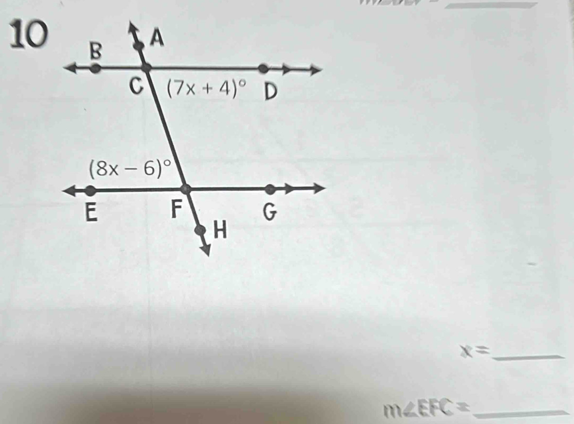 10
x= _
m∠ EFC= _