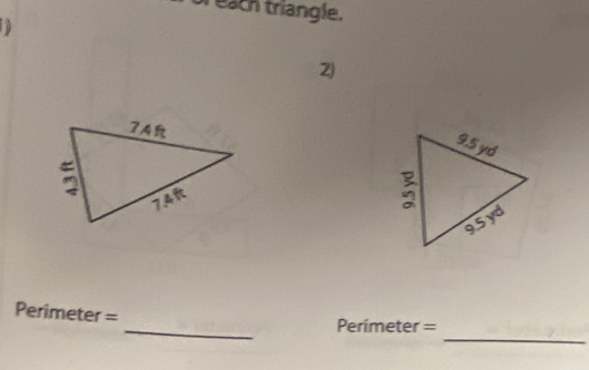 reach triangle. 
2)
Perimeter =
_ 
_ Perímeter =