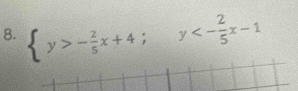  y>- 2/5 x+4; y<- 2/5 x-1