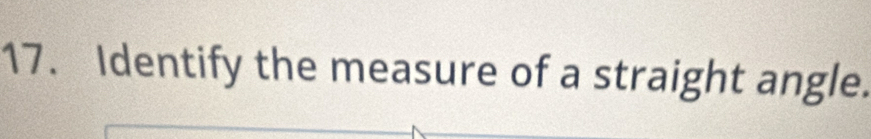 Identify the measure of a straight angle.